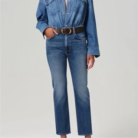 Citizens Of Humanity Zurie Ankle Straight Jeans Abalone Blue Size 31 Classic - Picture 1 of 8